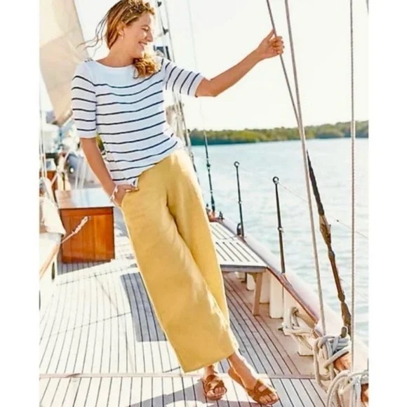 J. Jill Pants - J. Jill Cropped 100% Linen Pants in Gold